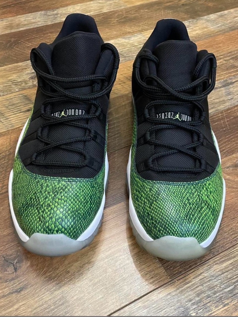 Jordan Kids Low Top Sneakers in Green Snake Print and Black
